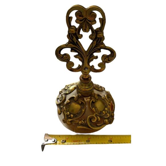 24kt Gold Tone Globe Perfume Bottle Filigree Flacon Vanity Ormolu Matson Style - Picture 7 of 7